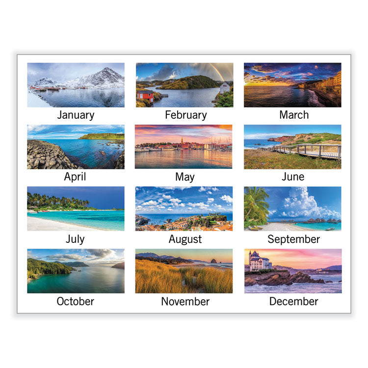 AT-A-GLANCE® Seascape Panoramic Desk Pad, Seascape Panoramic Photography, 22 x 17, White Sheets, Clear Corners, 12-Month (Jan-Dec): 2024 (AAG89803)