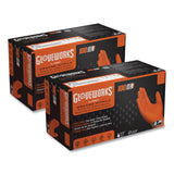 GloveWorks® by AMMEX® Heavy-Duty Industrial Nitrile Gloves, Powder-Free, Medium, 8 mil Thick, 9.5" Long, Orange, 100/Box (AXCGWON44100) Box of 100