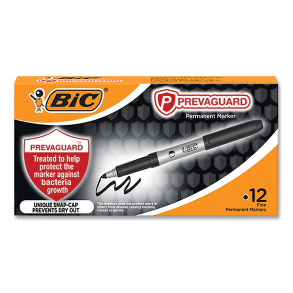 BIC® PrevaGuard Permanent Marker, Fine Bullet Tip, Black, 12/Pack (BICGAPM11BLK)