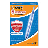 BIC® PrevaGuard Round Stic Pen, Stick, Medium 1 mm, Blue Ink, Translucent Blue Barrel, 60/Pack (BICGSAM60BLU)