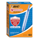 BIC® PrevaGuard Round Stic Pen, Stick, Medium 1 mm, Blue Ink, Translucent Blue Barrel, 60/Pack (BICGSAM60BLU)