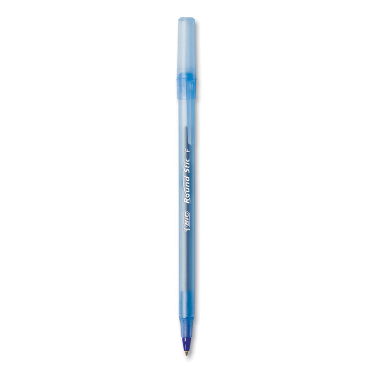 BIC® Round Stic Xtra Life Ballpoint Pen, Stick, Medium 1 mm, Blue Ink, Translucent Blue Barrel, 144/Pack (BICGSM144AZBLU)