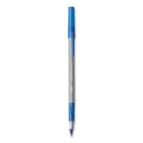 BIC® Round Stic Grip Xtra Comfort Ballpoint Pen, Medium 1 mm, Blue Ink, Gray/Blue Barrel, 24/Box, 6 Boxes/Pack (BICGSMG144EBLU)