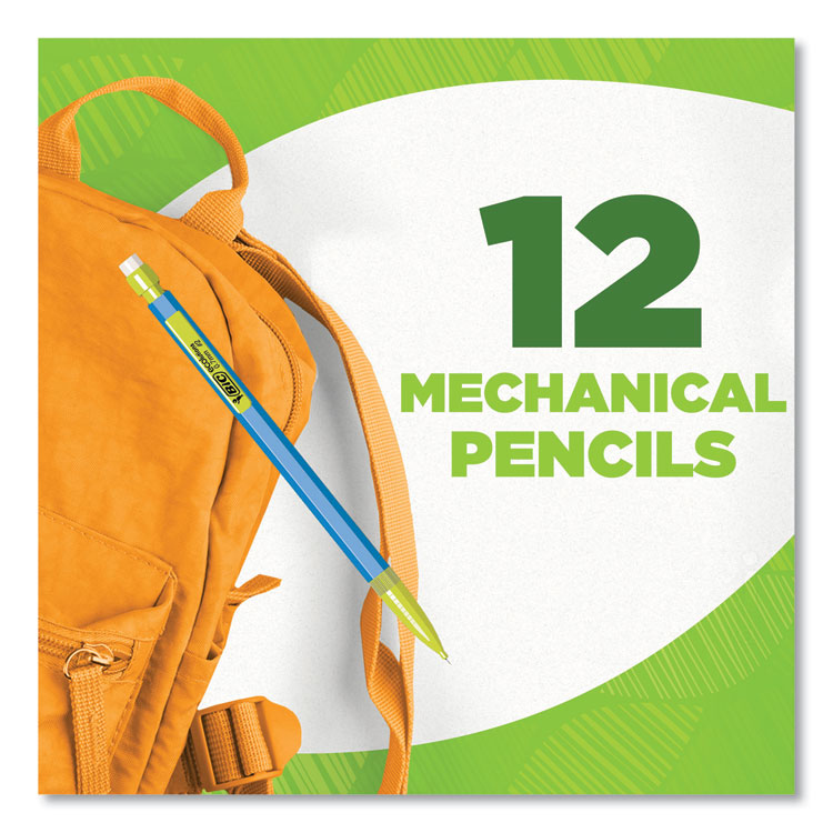 BIC® ReVolution Mechanical Pencil, 0.7 mm, HB (#2), Black Lead, Assorted Barrel Colors, 12/Pack (BICMPE12BLK) 1 Dozen