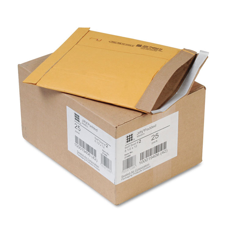 Sealed Air Jiffy Padded Mailer, #2, Paper Padding, Self-Adhesive Closure, 8.5 x 12, Natural Kraft, 25/Carton (SEL64775) Case of 25