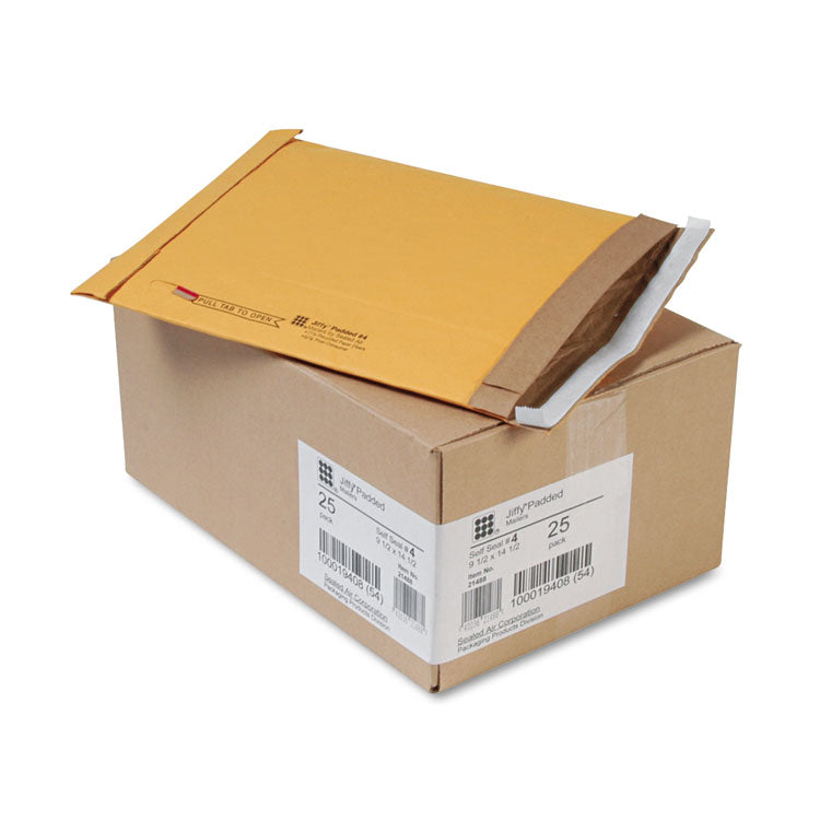 Sealed Air Jiffy Padded Mailer, #4, Paper Padding, Self-Adhesive Closure, 9.5 x 14.5, Natural Kraft, 25/Carton (SEL64937) Case of 25