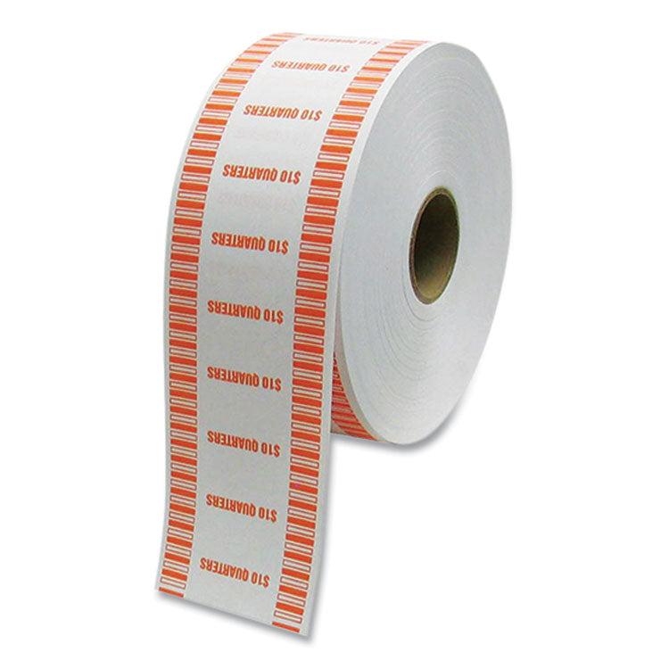 CONTROLTEK® Automatic Coin Wrapper Roll for Coin Wrapping Machines, Quarters, $10.00, Kraft/Orange, 2,000/Roll, 8 Rolls/Carton (CNK575037)