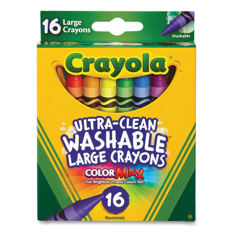 Crayola® Ultra-Clean Washable Crayons, Large, Assorted, 16/Box (CYO523281) Box of 16