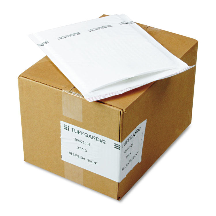 Sealed Air Jiffy TuffGard Self-Seal Cushioned Mailer, #2, Barrier Bubble Air Cell Cushion, Self-Adhesive Closure, 8.5 x 12, White, 25/CT (SEL37713) Carton of 25