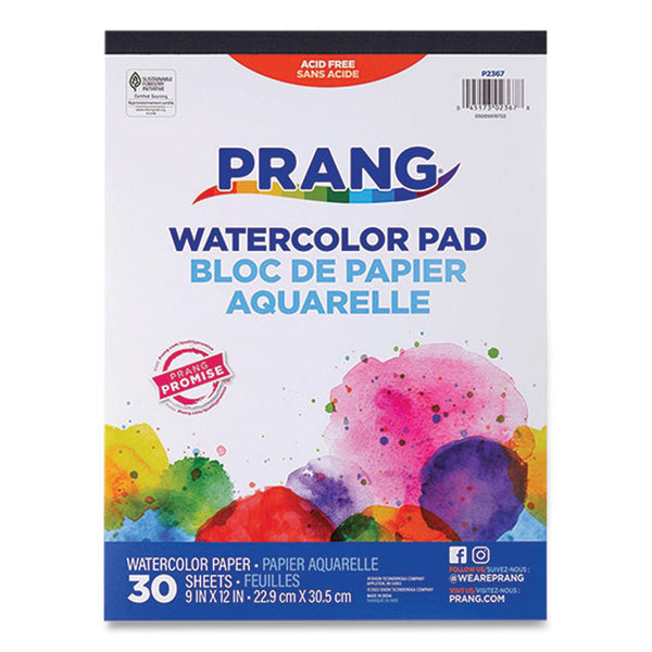 Prang® Prang Watercolor Paper Pad, Unruled, White/Multicolor Cover, 30 White 9 x 12 Sheets (DIXP2367) Each