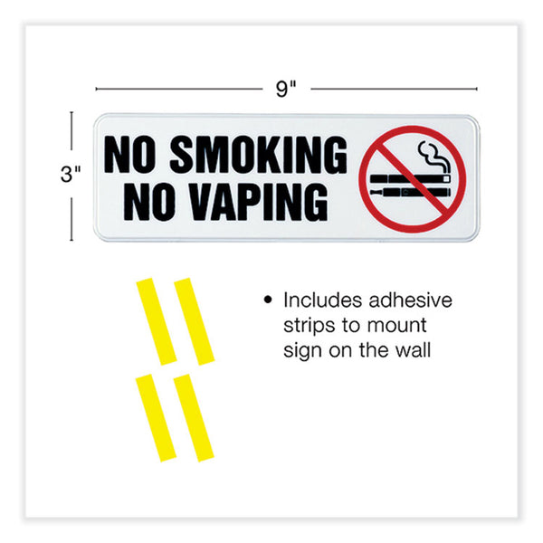 Excello Global Products® No Smoking No Vaping Indoor/Outdoor Wall Sign, 9" x 3", Black Face, Black/Red Graphics, 4/Pack (EXOHD0175S) Pack of 4
