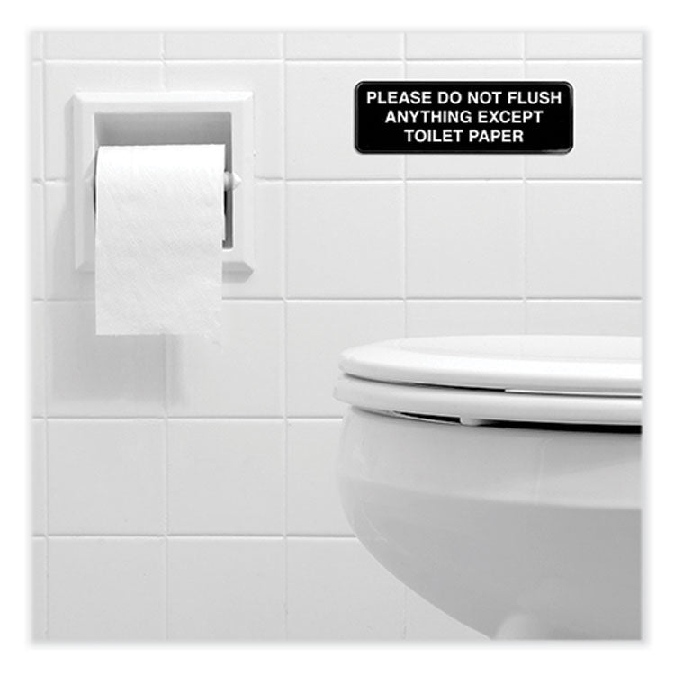 Excello Global Products® Please Do Not Flush Indoor/Outdoor Wall Sign, 9" x 3", Black Face, White Graphics, 3/Pack (EXOHD0255S) Pack of 3