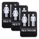Excello Global Products® Indoor/Outdoor Restroom with Braille Text, 6 x 9, Black Face, White Graphics, 3/Pack (EXOHD0275S) Pack of 3
