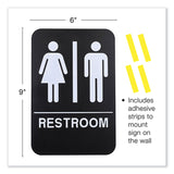 Excello Global Products® Indoor/Outdoor Restroom with Braille Text, 6 x 9, Black Face, White Graphics, 3/Pack (EXOHD0275S) Pack of 3