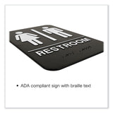 Excello Global Products® Indoor/Outdoor Restroom with Braille Text, 6 x 9, Black Face, White Graphics, 3/Pack (EXOHD0275S) Pack of 3