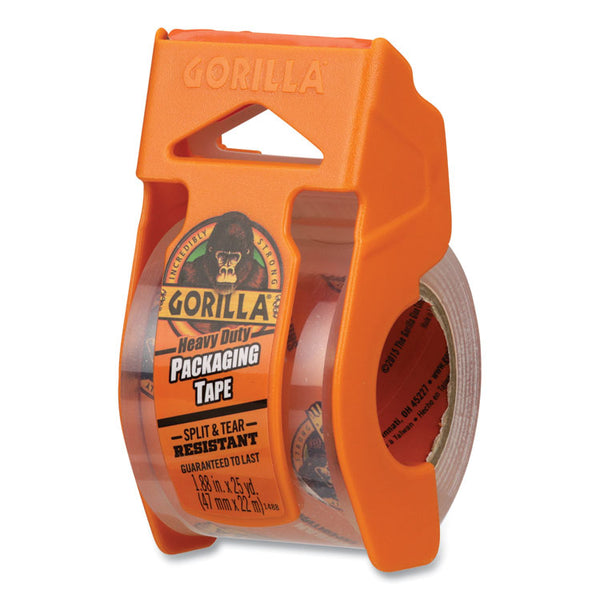Gorilla® Heavy Duty Packaging Tape with Dispenser, 1.88" x 25 yds, Clear, 4/Pack (GOR102680)
