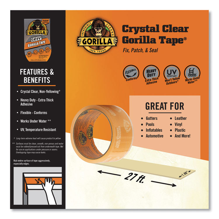 Gorilla® Crystal Clear Tape, 3" Core, 1.88" x 9 yds (GOR6027007)