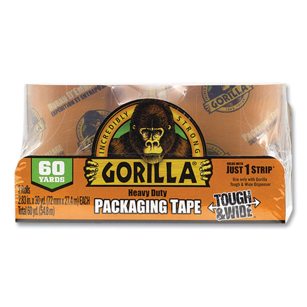 Gorilla® Heavy Duty Tough and Wide Packaging Tape Refill, 2.88" x 30 yds, Clear, 2/Pack (GOR6030402)