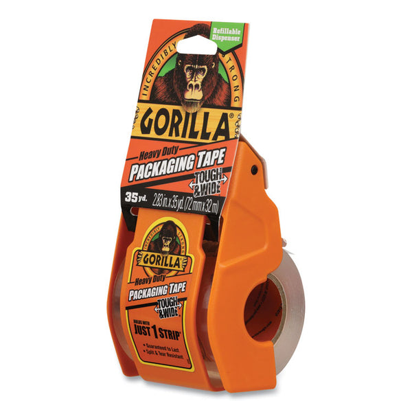 Gorilla® Heavy Duty Tough and Wide Packaging Tape with Dispenser, 2.88" x 35 yds, Clear (GOR6045002)