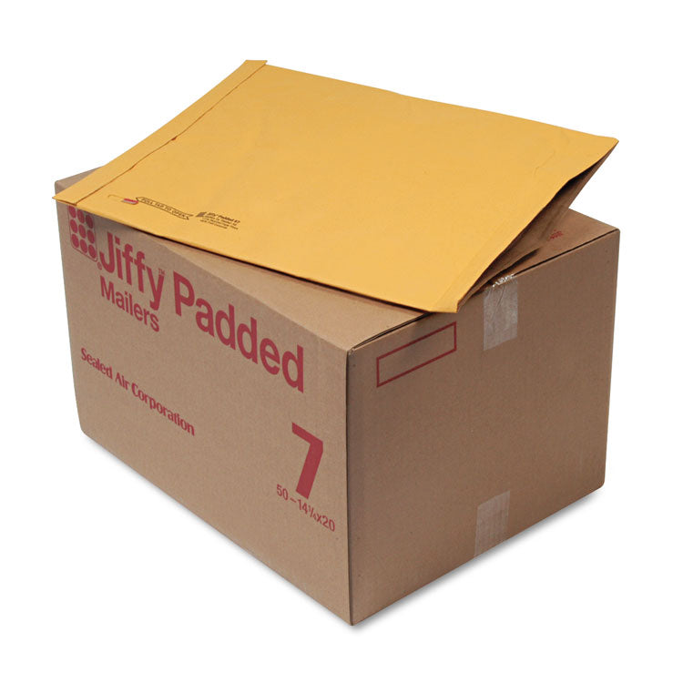 Sealed Air Jiffy Padded Mailer, #7, Paper Padding, Fold-Over Closure, 14.25 x 20, Natural Kraft, 50/Carton (SEL64350) Case of 50