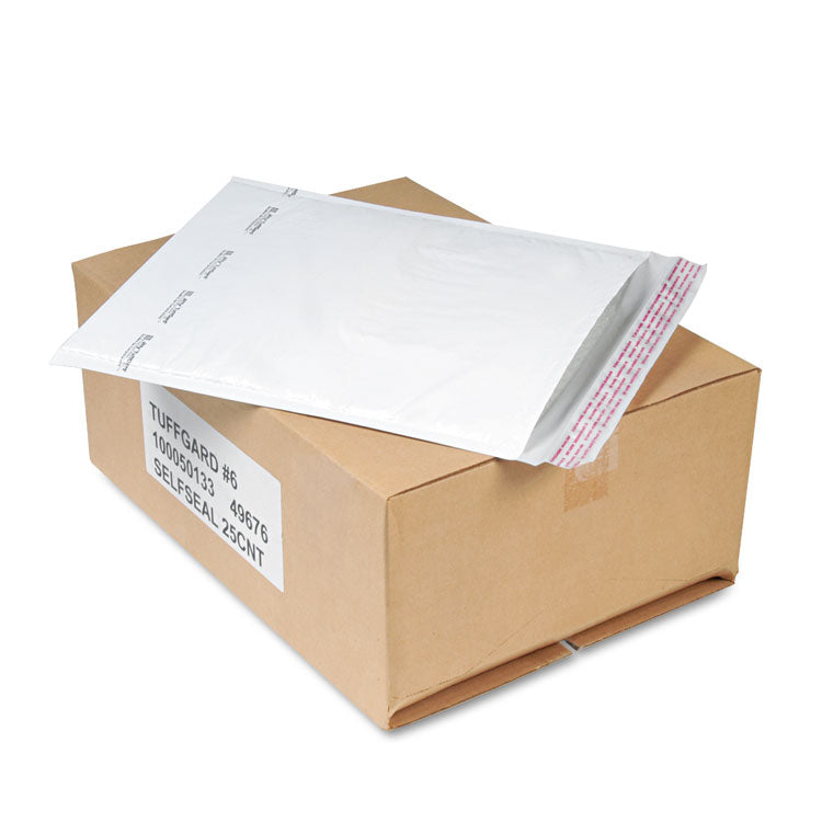 Sealed Air Jiffy TuffGard Self-Seal Cushioned Mailer, #6, Barrier Bubble Air Cell Cushion, Self-Adhesive Closure, 12.5 x 19, White,25/CT (SEL49676) Carton of 25