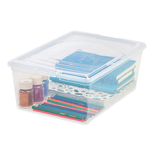 IRIS 13.5 Qt. Lift-Off Lid Storage Tote, 10.6" x 16.1" x 5.9", Clear/Gray (IRS100119)