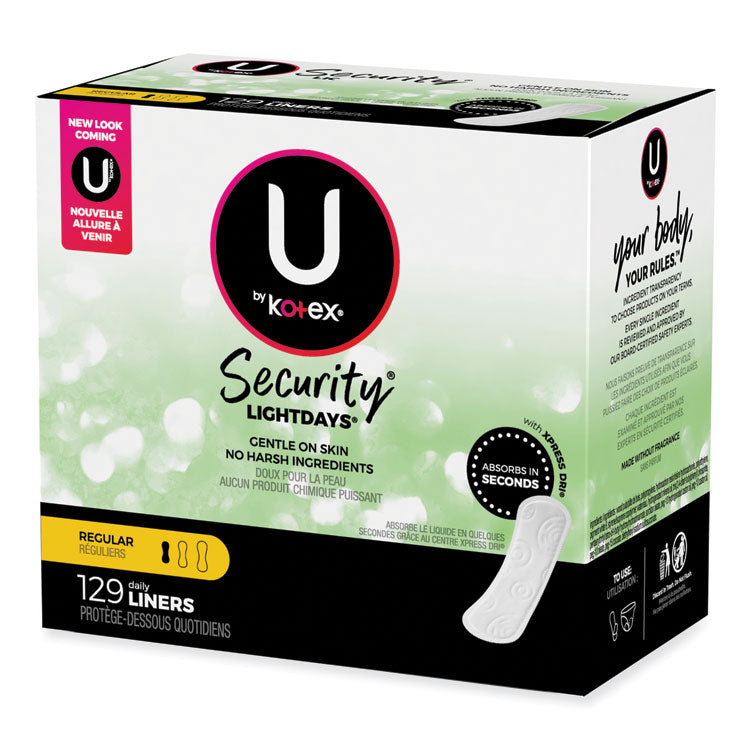 Kotex® U by Kotex Security Lightdays Liners, Unscented, 129/Pack (KCC49060)