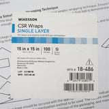 McKesson Sterilization Wrap Blue 15 X 15 Inch Single Layer Cellulose Steam / EO Gas (1156117_BX) 1/BX
