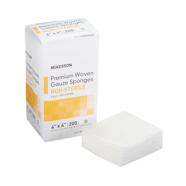 McKesson Gauze Sponge 4 X 4 Inch 8-Ply NonSterile 200 per Pack (446041_CS) 4000/CS