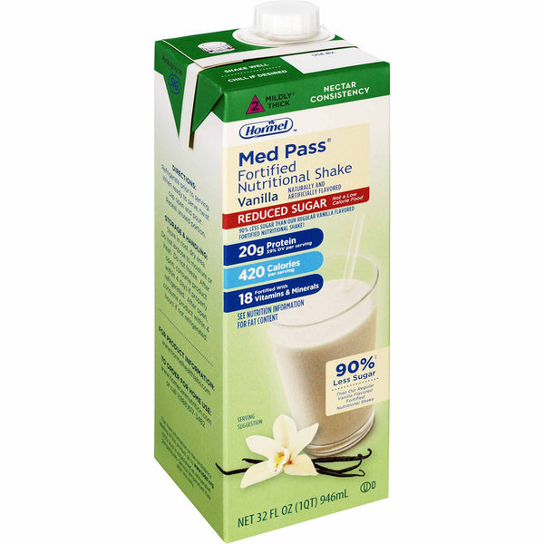 Med Pass® Reduced Sugar Oral Supplement Vanilla Flavor Liquid 32 oz. Carton (1016362_EA) 1/EA