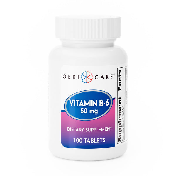 Geri-Care® Vitamin Supplement Vitamin B6 50 mg Strength Tablet 100 per Bottle (884267_CS) 12/CS