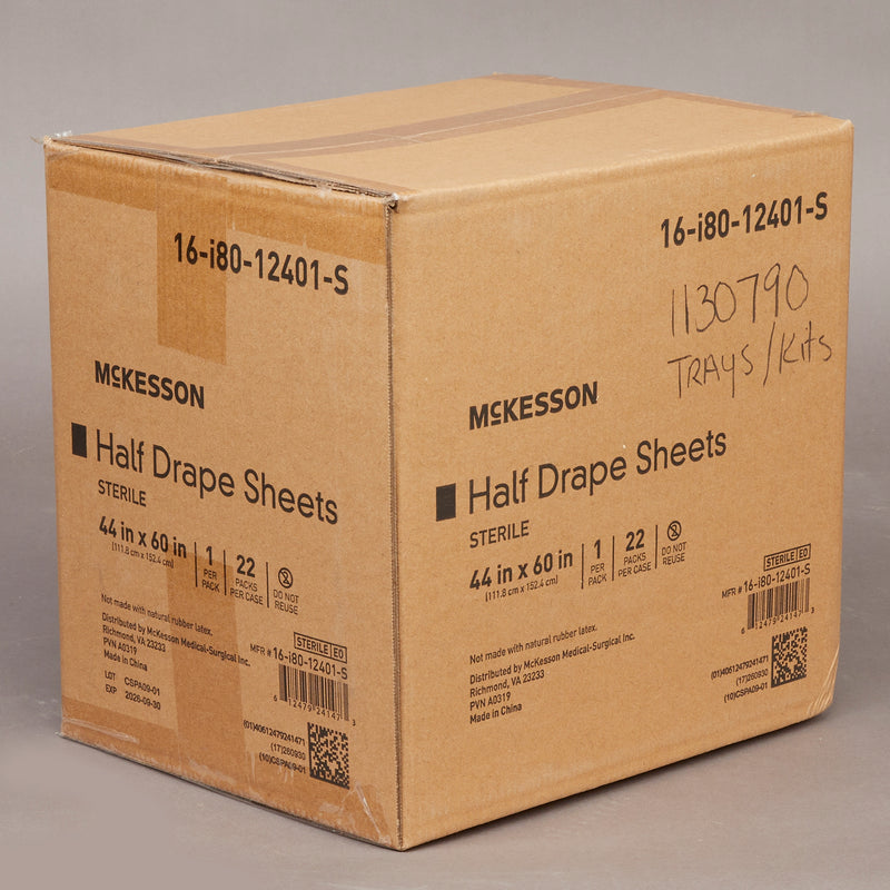 McKesson General Purpose Drape Half Drape Sheet 60 W X 44 L Inch Sterile (1130790_CS) 22/CS