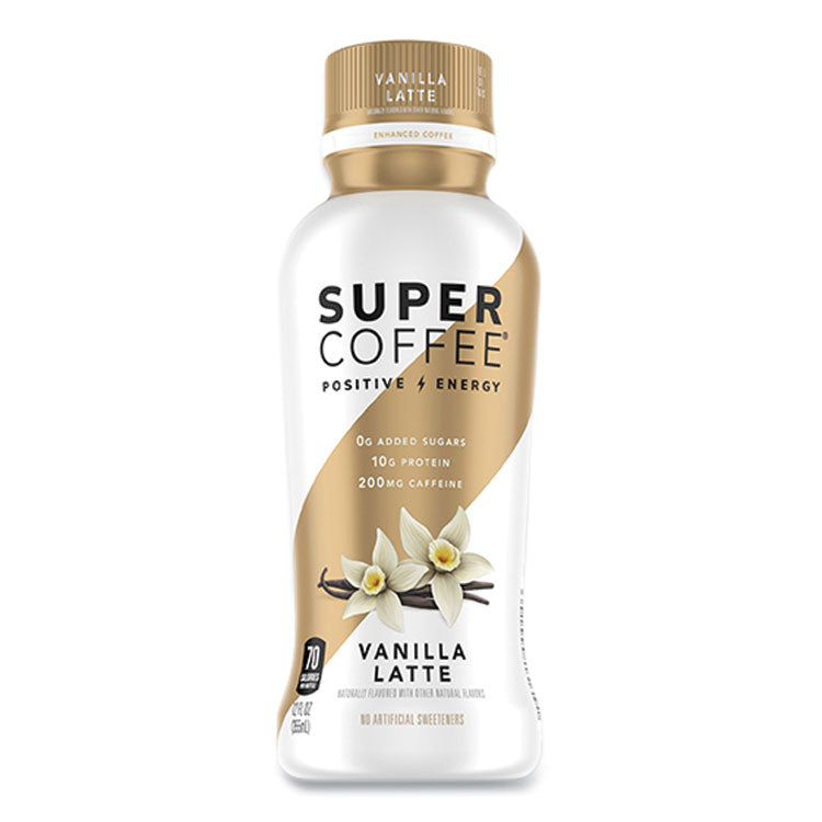 KITULife Super Coffee Ready-to-Drink Coffee, Vanilla Latte, 12 oz Bottle, 12/Carton (KTL00012) Case of 12