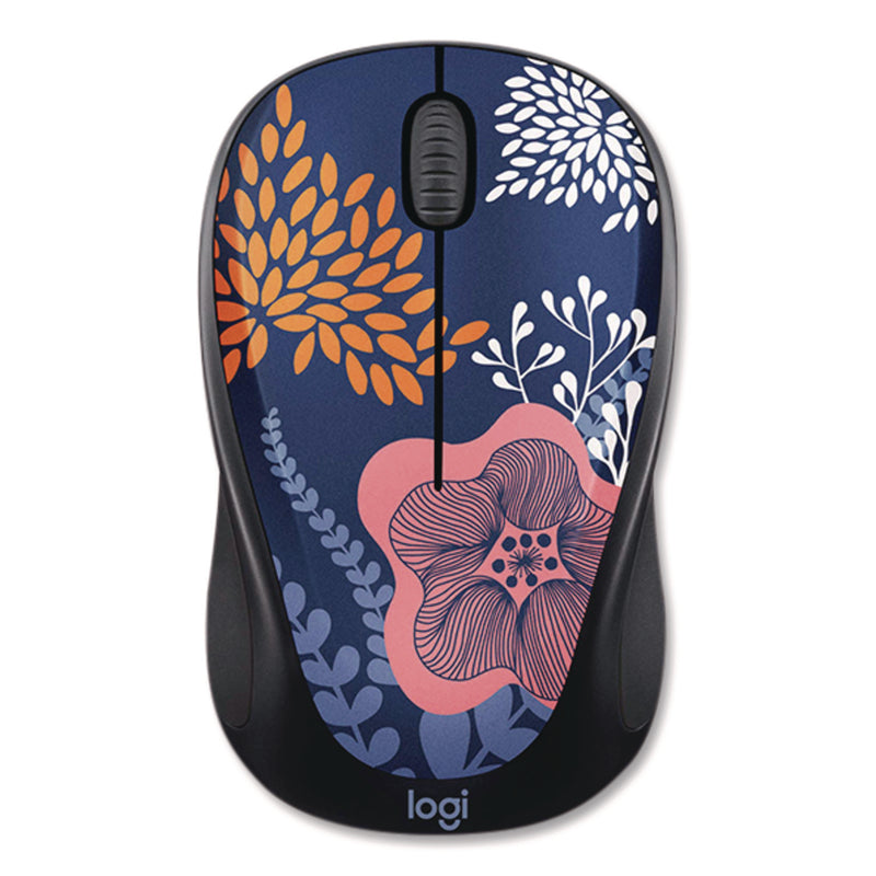 Logitech® M317 Design Collection Limited Edition Wireless Ambidextrous Optical Mouse, 2.4 GHz Frequency/33 ft Range, Forest Floral (LOG910006552) Each