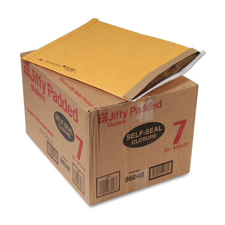 Sealed Air Jiffy Padded Mailer, #7, Paper Padding, Self-Adhesive Closure, 14.25 x 20, Natural Kraft, 50/Carton (SEL64542) Case of 50