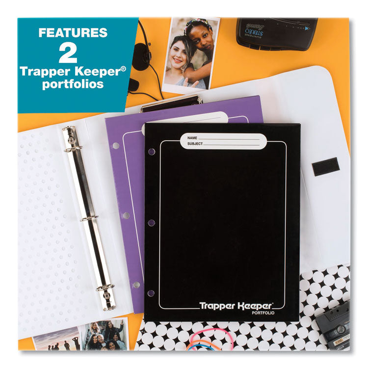 Mead® Trapper Keeper 3-Ring Pocket Binder, 1" Capacity, 11.25 x 12.19, Neon Heart (MEA260038GECM)