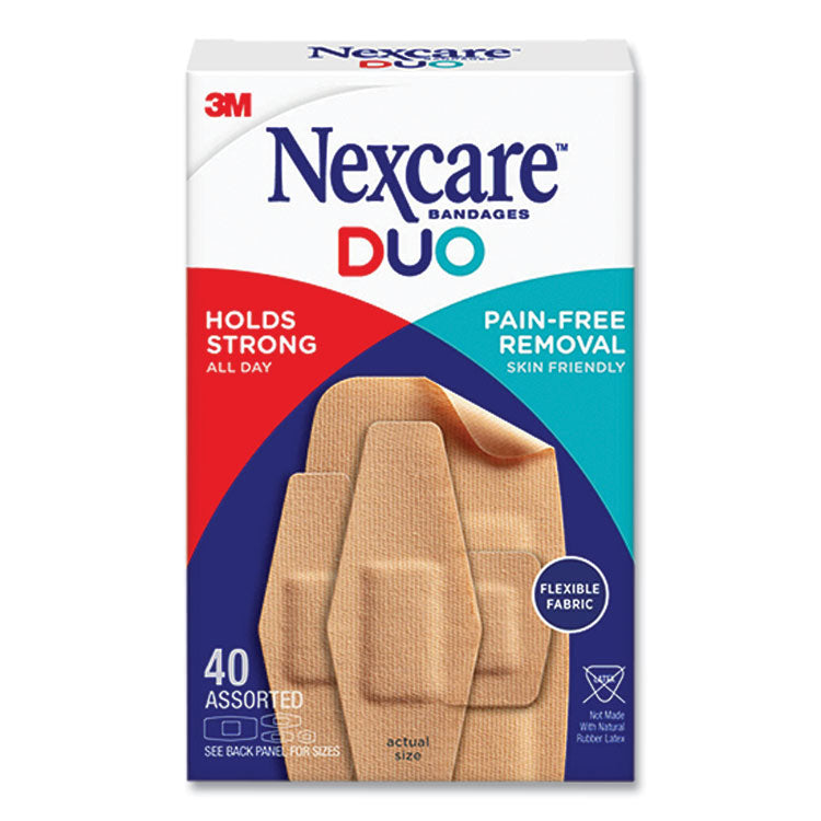 3M Nexcare™ DUO Bandages, Plastic, Assorted Sizes, 40/Pack (MMMDSA40) Pack of 40