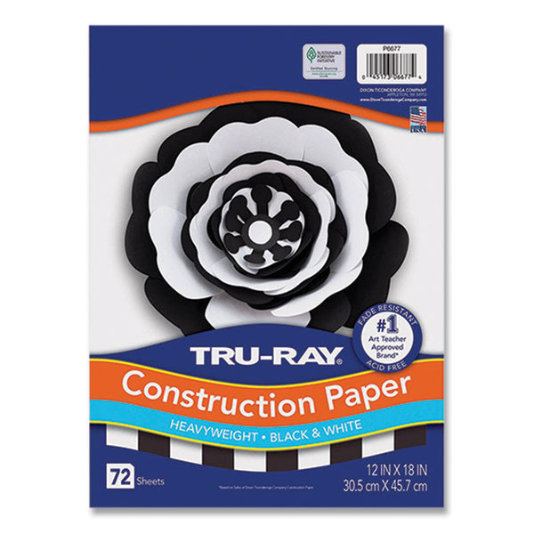 Pacon® Tru-Ray Construction Paper, 76 lb Text Weight, 12 x 18, Assorted Colors, 72/Pack (PACP6677) Pack of 72