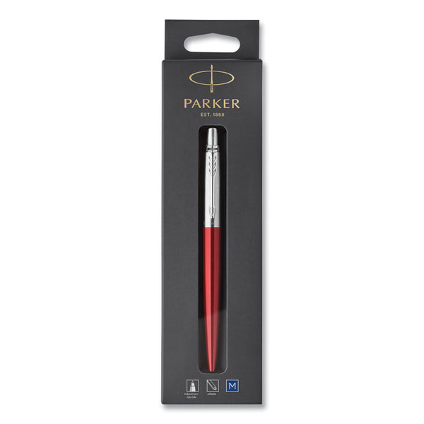 Parker® Jotter Ballpoint Pen, Retractable, Medium 0.7 mm, Blue Ink, Kensington Red/Chrome Barrel (PAR1953241)