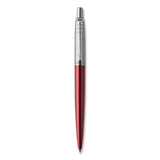 Parker® Jotter Ballpoint Pen, Retractable, Medium 0.7 mm, Blue Ink, Kensington Red/Chrome Barrel (PAR1953241)