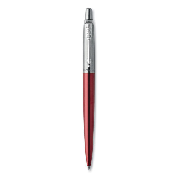Parker® Jotter Ballpoint Pen, Retractable, Medium 0.7 mm, Blue Ink, Kensington Red/Chrome Barrel (PAR1953241)