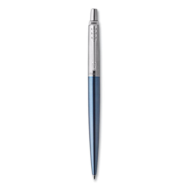 Parker® Jotter Ballpoint Pen, Retractable, Medium 0.7 mm, Blue Ink, Waterloo Blue/Chrome Barrel (PAR1953245)