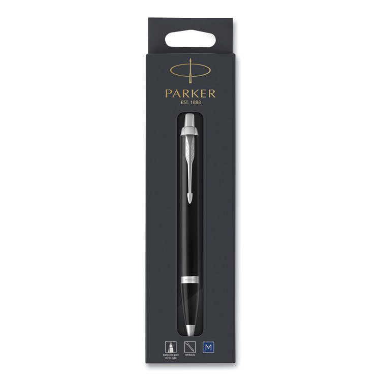 Parker® IM Retractable Medium Tip Ballpoint Pen, 0.7 mm, Blue Ink, Black/Chrome Barrel (PAR1975554) Each