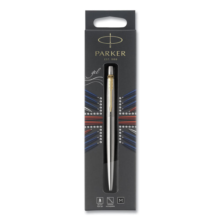 Parker® Jotter Rollerball Pen, Medium Point 0.7 mm, Black Ink, Stainless Steel Barrel (PAR2020672) Each