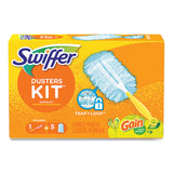 Swiffer® Dusters Starter Kit, Dust Lock Fiber, 6" Handle, Blue/Yellow, Gain Scent (PGC74330)