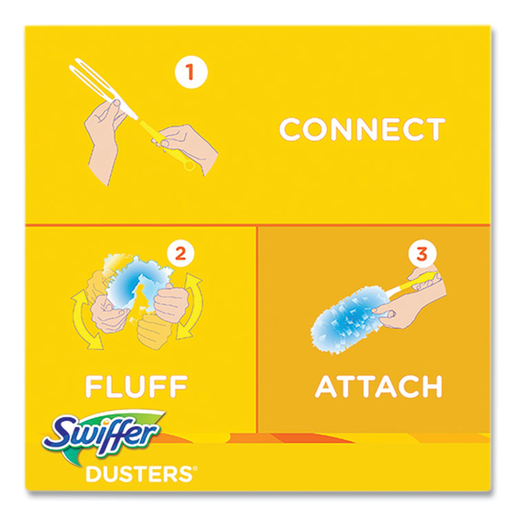 Swiffer® Dusters Starter Kit, Dust Lock Fiber, 6" Handle, Blue/Yellow, Gain Scent (PGC74330)