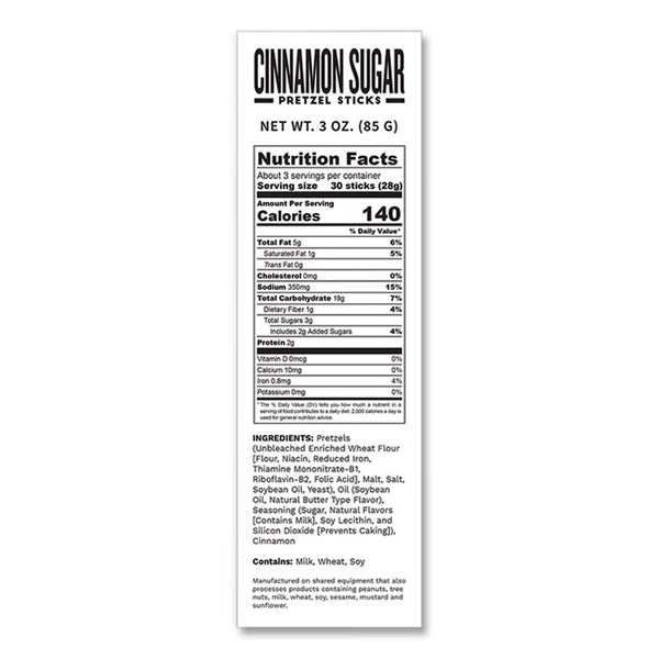 Pop Daddy Cinnamon Sugar Pretzel Sticks, 3 oz Bag, 15/Carton (POY00583) Case of 15