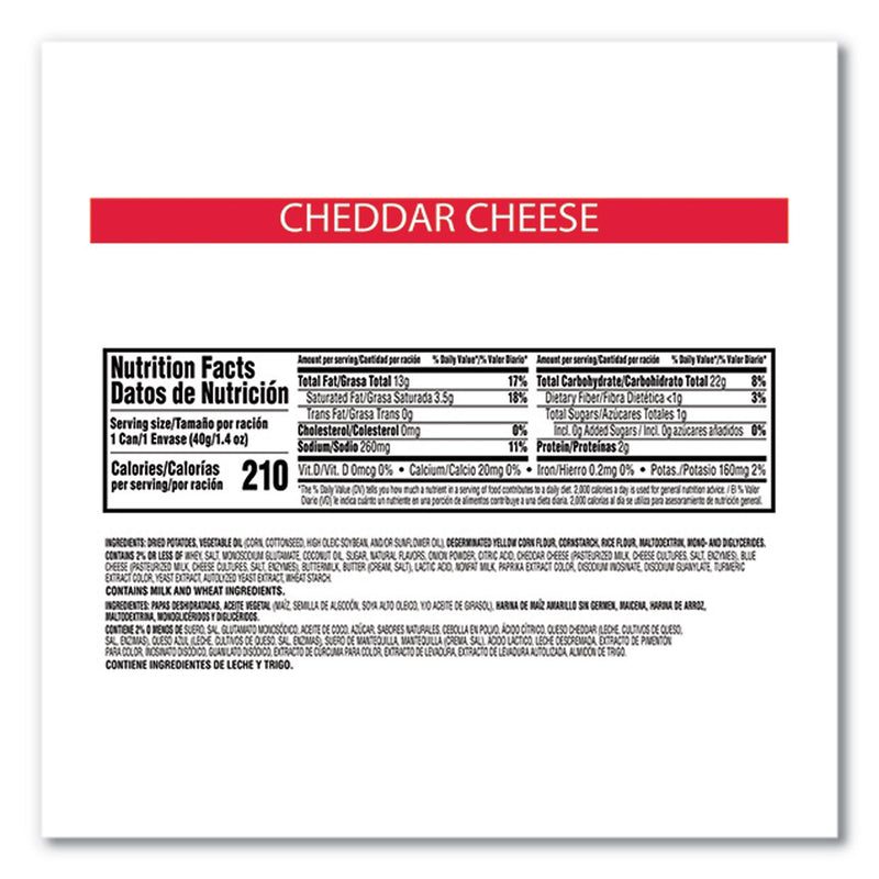 Pringles Grab & Go Cheddar Cheese Crisps, 1.4 oz Can, 12 Carton (PRG84556) Case of 12