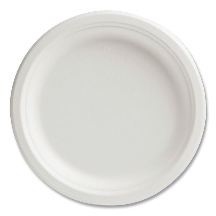 Perk™ PFAS-Free Compostable Bagasse Plates, 9" dia, White, 250/Pack (PRK61287) Pack of 250