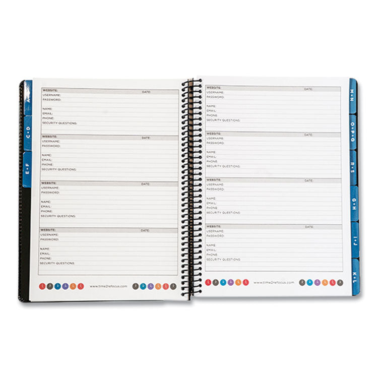 RE-Focus The Creative Office Executive Format Password Log Book, 576 Total Entries, 4 Entries/Page, Black Faux-Leather Cover, (72) 10 x 7.6 Sheets (RFCEXPWBOOKBLK) Each